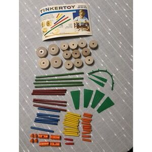 NICE! Original 70s Tinkertoy Construction Set Starter No. 65116 VTG With Booklet